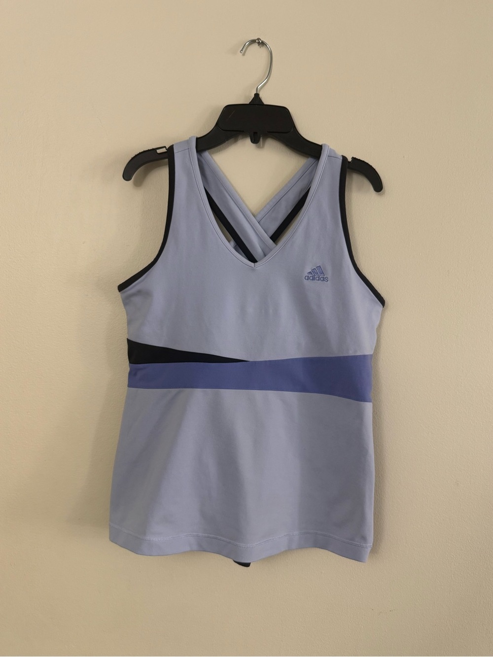 adidas Lavender Athletic Tank with Black and Periwinkle Stripes